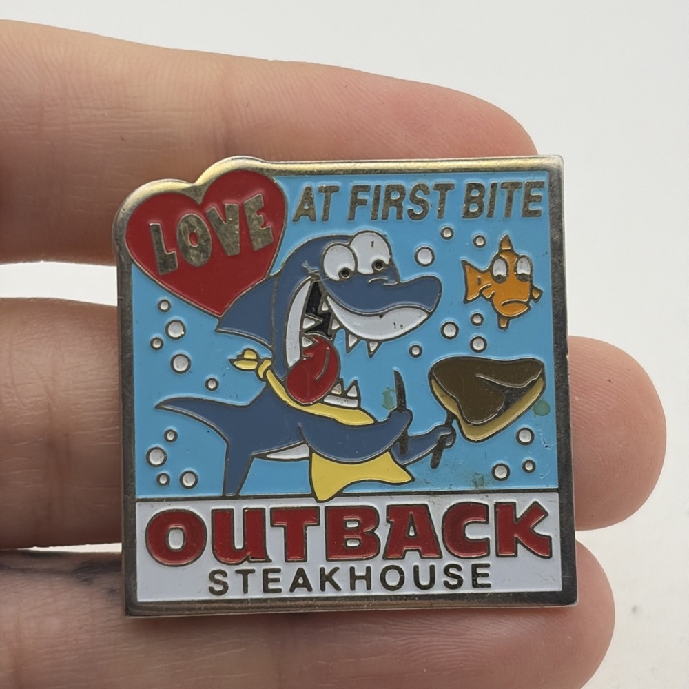 Outback Steakhouse Love At First Bite Shark Steak Fish Lapel Hat Pin